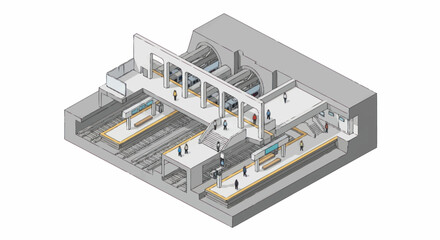 Obraz premium Isometric view of industrial building.
