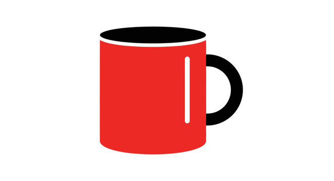 Red Coffee Mug with Black Handle.