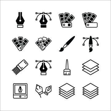 Common laboratory glassware and equipment line icons