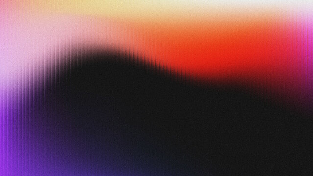 Abstract vertical background with vibrant gradient hues of purple, red, orange, and pale yellow. Features subtle grainy noise texture and vertical glass-like grooves with light refraction effects.