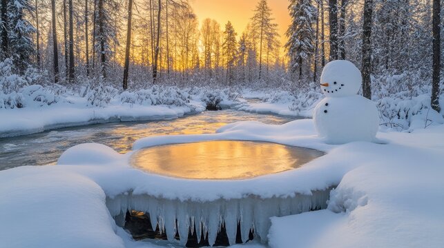 Winter Sunrise Over Frozen Stream -02-28 Gigapixel v2