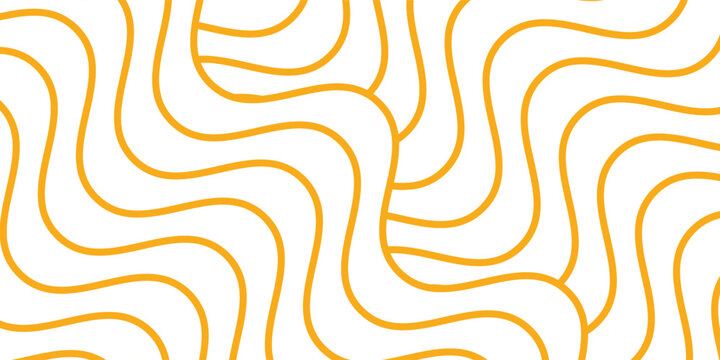 Yellow instant noodle, pasta and spaghetti texture with geometric wavy lines. Ramen, pasta vector pattern. Background abstract food illustration