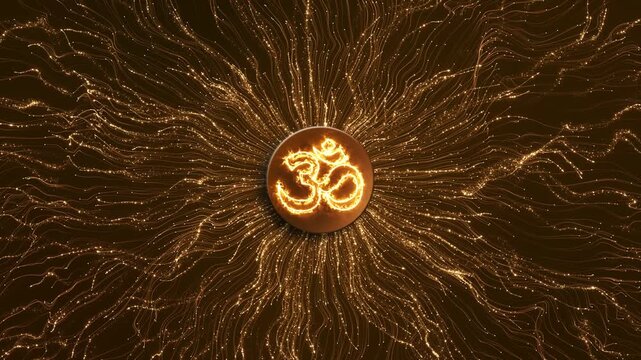 Cinematic Golden Om Energy Explosion Starry Space energy explosion star field premium spiritual visuals, meditation apps, yoga branding, luxury wellness, spiritual growth, meditation sessions, yoga