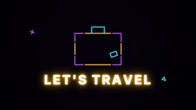 Embark on an unforgettable journey with our 'Let's Travel' collection, featuring vibrant neon suitcase graphics and inspiring travel quotes