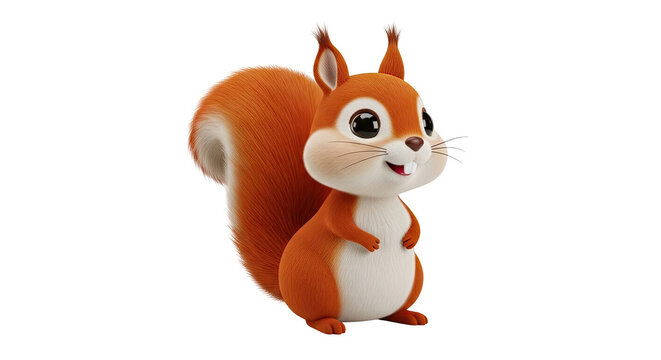 Cute Cartoon Squirrel with Fluffy Tail