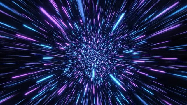 Hyperspace Jump Through a Wormhole - Abstract Light Speed Travel in a Futuristic Tunnel.