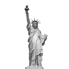 Statue of Liberty isolated on transparent background, iconic freedom monument, black and white cutout © Moxen