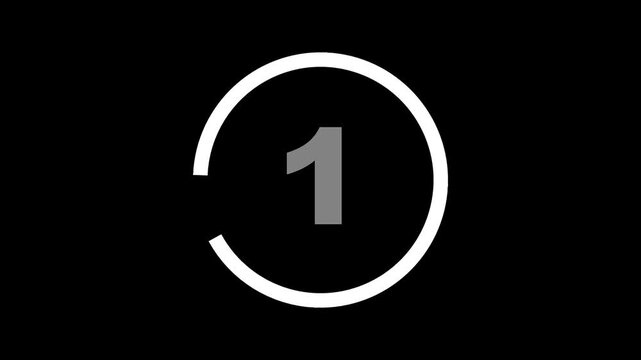 3d A clean and minimalistic countdown animation displaying numbers &ldquo;3, 2, 1&rdquo; in sequence. Each number appears centered on a neutral background, surrounded by a circular progress indicator that smoothl