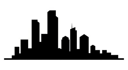 Obraz premium A black silhouette of a city skyline on a white background isolated on white background