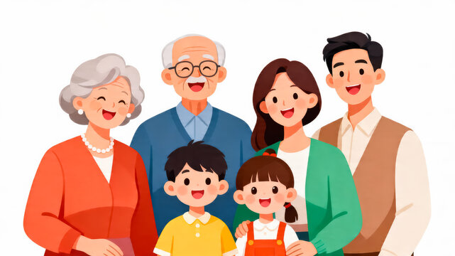 Happy Extended Family Portrait with Grandparents and Grandchildren