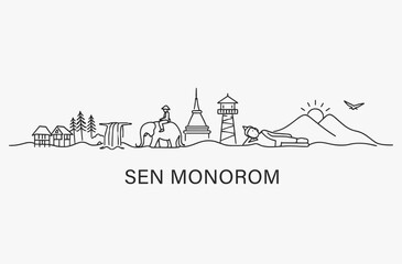 Flat Design one line without breaking the Sen Monorom city. © Muhammaddsy