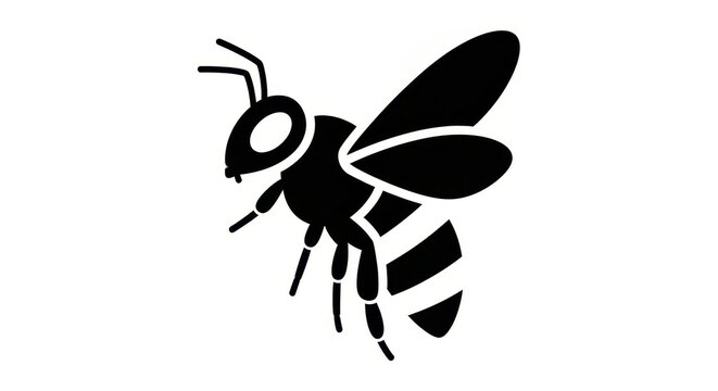 Black and White Silhouette of a Honeybee Insect.