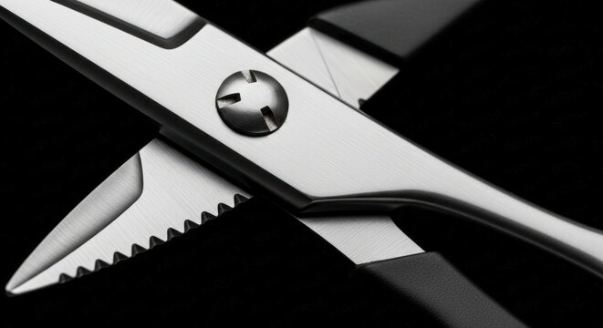 Close-up of sharp metal scissors.