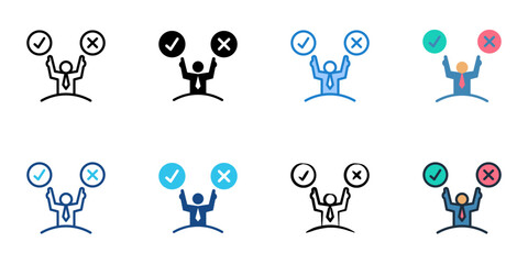 Fototapeta premium Decision making icons set multiple style collection. Editable stroke 