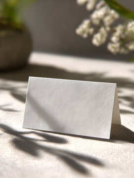 Minimal Table Tent Card Mockup on Neutral Background