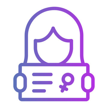 women holding benner Line Gradient Icon