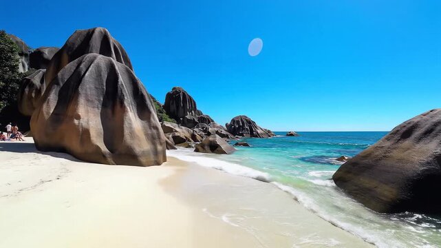 Tropical Beach with Granite Boulders and Turquoise Water