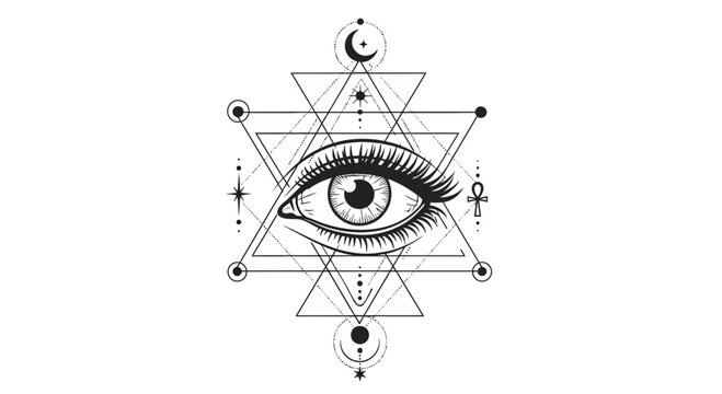 Mystical Eye Symbol, Sacred Geometry, Occult Alchemy and Esoteric Design
