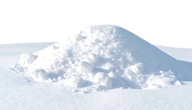A close-up shot of a snow mound with several snowballs scattered around a snow-covered surface under a bright sky