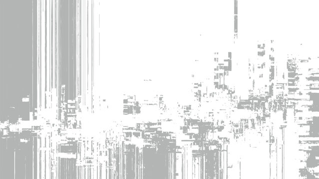 Glitchy distortion effect with white and gray pixels and lines on screen digital noise
