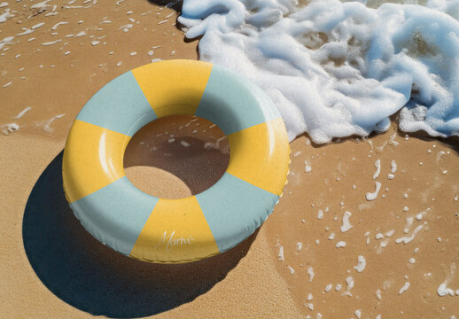Colorful Float Mockup On Sandy Beach PSD