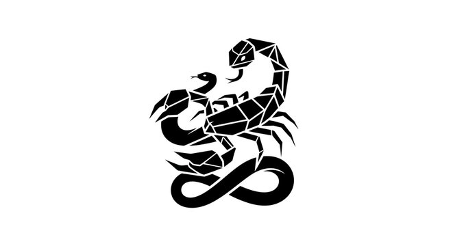 Geometric Scorpion and Snake Silhouette Tattoo Design
