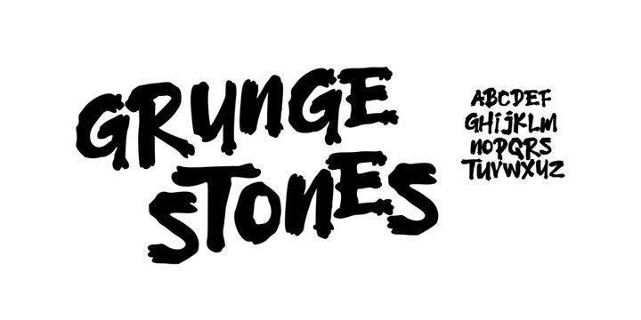 Creative Raw Hand Drawn Font Uppercase Only. Elegant Rough Typography. Heavy Grunge Brush Lettering. Decorative serif modern vintage fashion vector illustration.