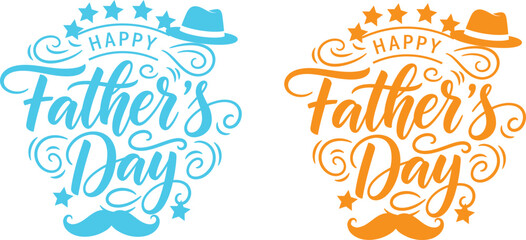 Festive father's day typography colorful hand lettered designs for celebration © MSTNASIMA