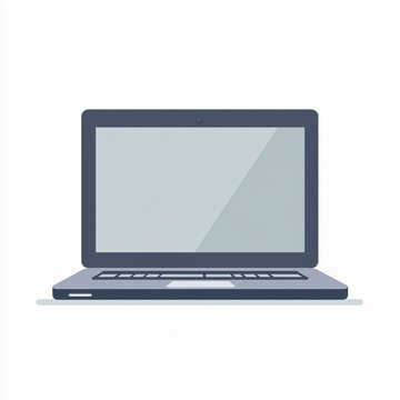Minimalist Laptop Illustration on Neutral Background, Modern Flat Design Computer Device, Simple Technology Concept