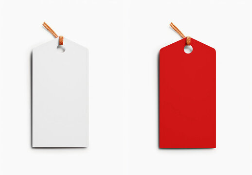 Red Tag Mockup With Brown String PSD