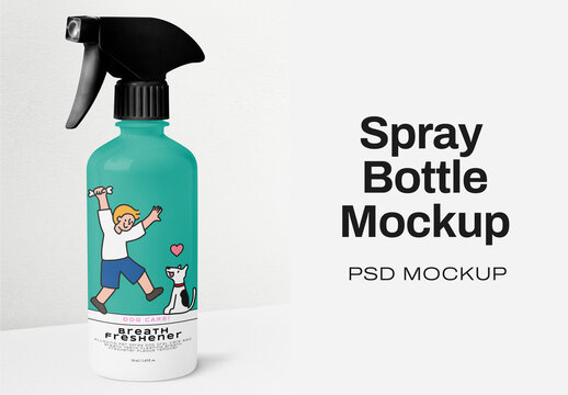 Dog Care Spray Bottle Mockup PSD