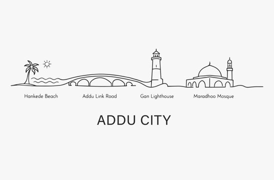 Flat Design one line without breaking the Addu city.