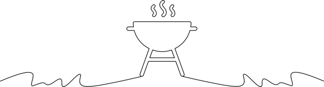 A simple line drawing of a barbecue grill on a beach
