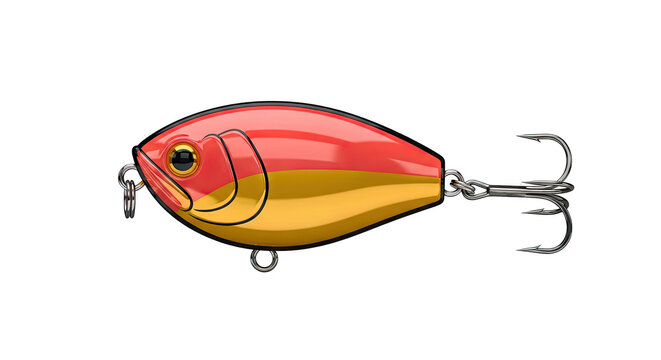 Red and Gold Fishing Lure with Treble Hook
