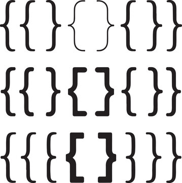 Black bracket set. Vector illustration