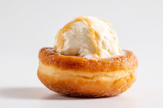 Glazed donut with sugar topping soft sweet pastry dessert isolated on white background
