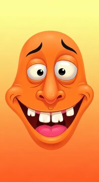 Cartoon Orange Face with a Big Grin and Missing Teeth.