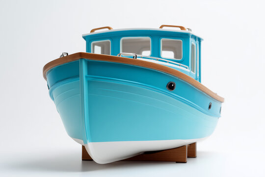 Luxury yacht top view with detailed deck design marine travel concept isolated on white background
