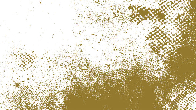 Brown grunge texture with splatters and dots on white background abstract design element