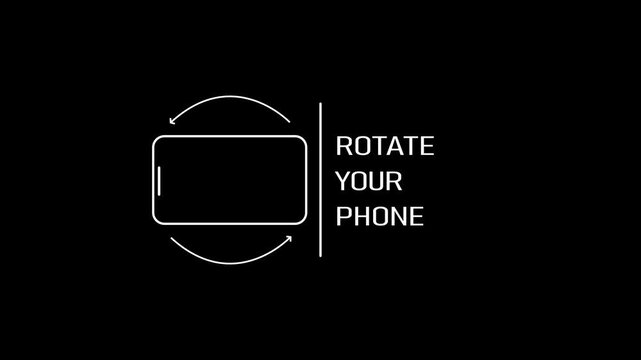 device rotate instruction animation with alpha channel. rotate your phone animation in 4k with transparent black background. 4k smartphone rotation animation for portrait to landscape orientation. 