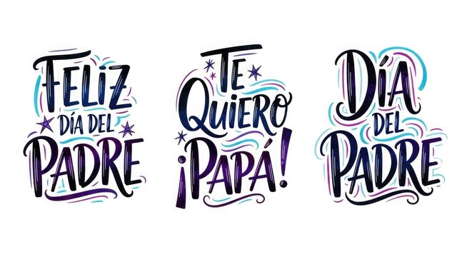 Feliz dia del padre vibrant watercolor typography for father's day greetings