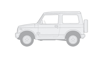 Fototapeta premium SUV Car Side View Outline Vector Illustration