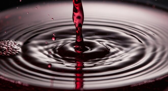 Red wine pouring into water creating ripples perfect for Pinot Grigio Day