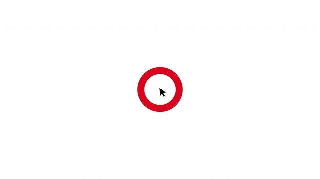 Red Circle Mouse Click Animation with computer mouse cursor pointer in White Background with alpha channel