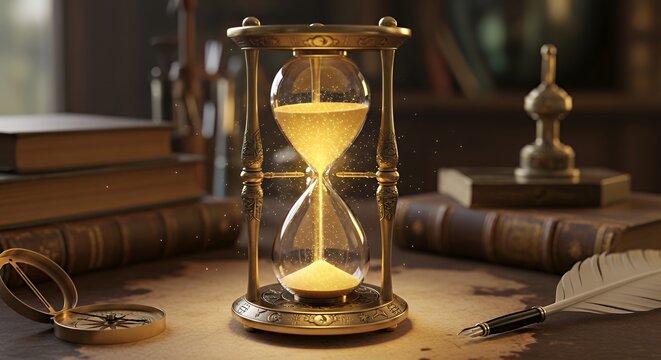 An hourglass where the sand flows upwards, a paradoxical symbol of a time traveler's wish to alter past events