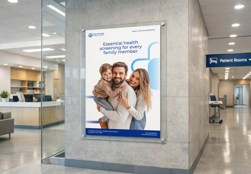 Family Health Screening Poster Mockup PSD