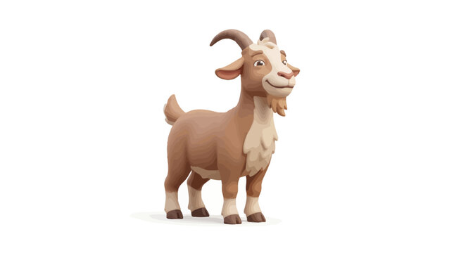 Adorable and cheerful billy goat in 3D cartoon style, perfect for kids design, stickers, mascot, and playful branding