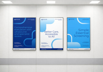 Healthcare Posters Mockup On Wall PSD