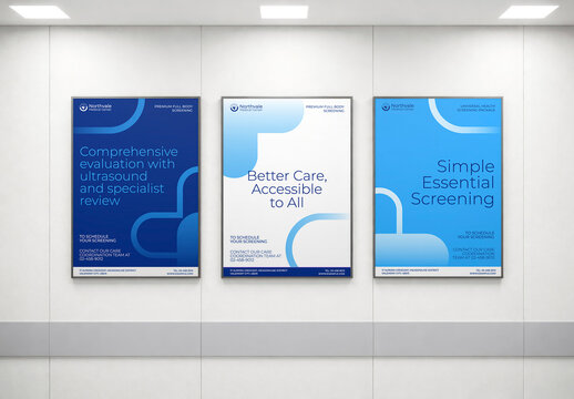 Healthcare Posters Mockup On Wall PSD