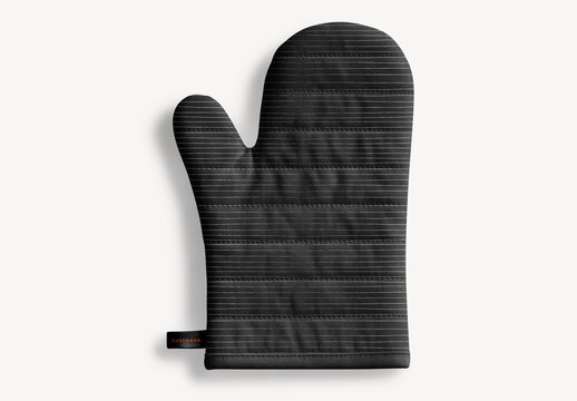 Black Striped Kitchen Oven Mitt Mockup PSD
